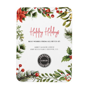Happy Holidays Business Logo Christmas Wishes Magnet