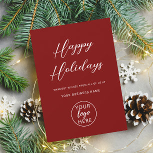 Happy Holidays Business Logo Elegant Holiday Card