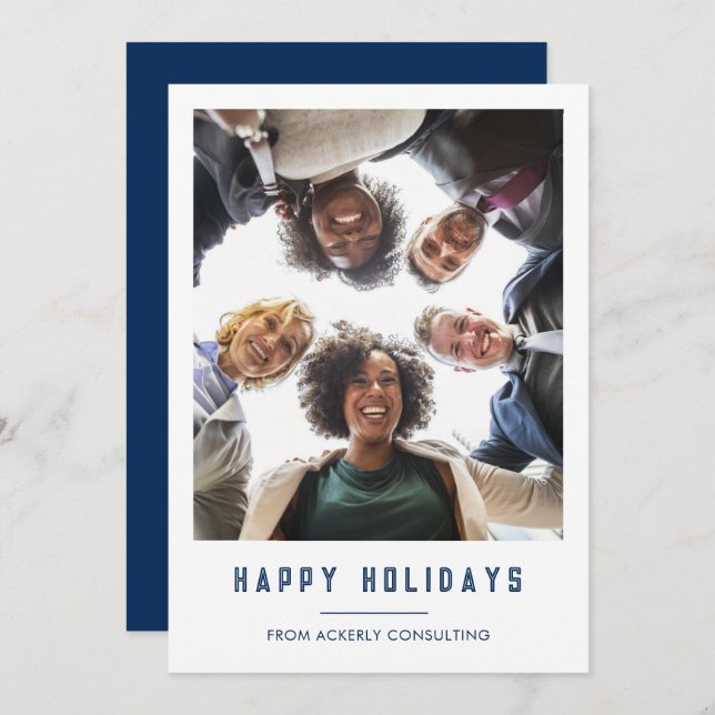 Happy Holidays Business Team Photo Christmas Holiday Card (Front/Back)
