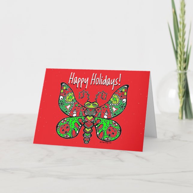 Happy Holidays Butterfly Holiday Card (Front)