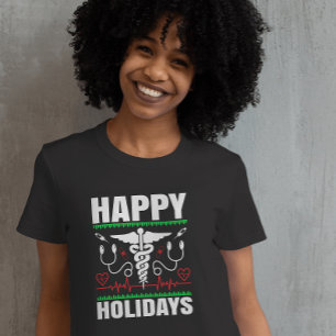 Happy Holidays Caduceus Medical Theme Christmas T-Shirt