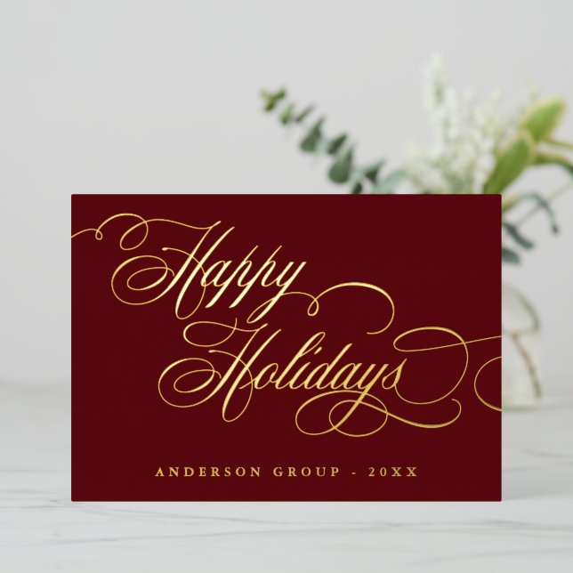Happy Holidays Calligraphy corporate Greeting  (Standing Front)