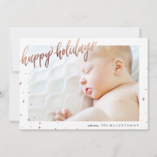 Happy Holidays Calligraphy Foil Photo Card