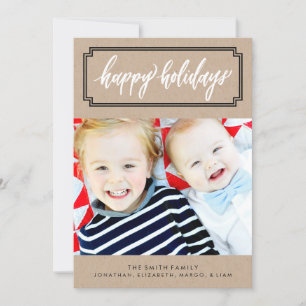 Happy Holidays Calligraphy Kraft Photo Card