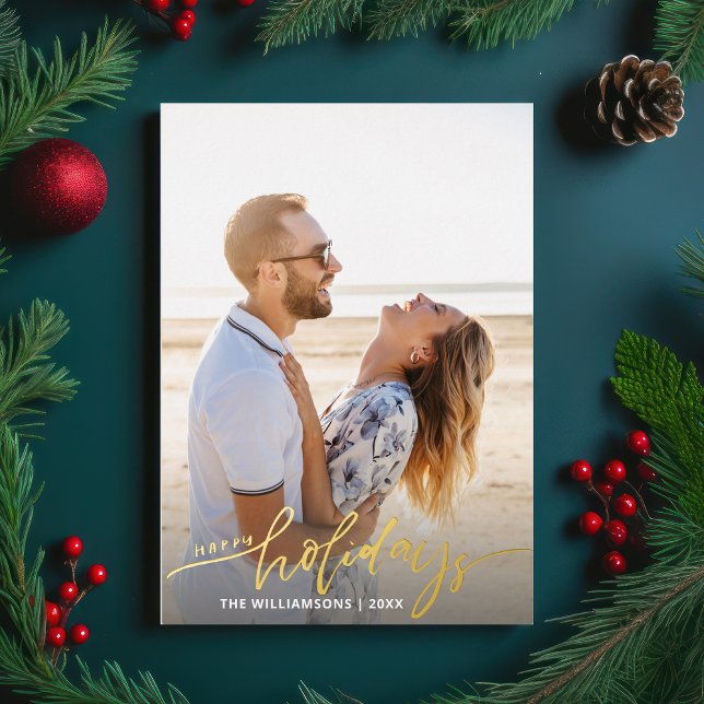 Happy Holidays Calligraphy Script 2 Photos Gold (Creator Uploaded)