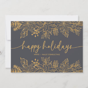 Happy Holidays Calligraphy Script Business Gold Holiday Card