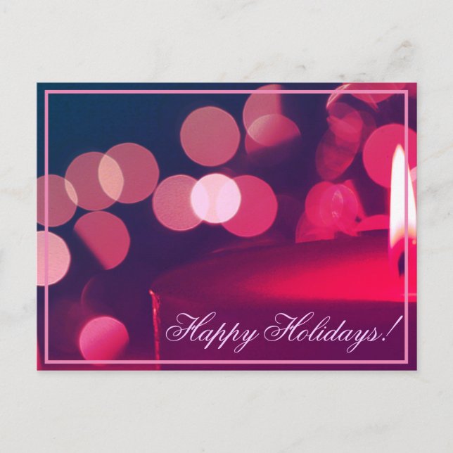 Happy Holidays Candle Lights Postcard (Front)