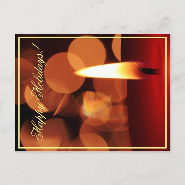 Happy Holidays Candle Lights Postcard (Front)