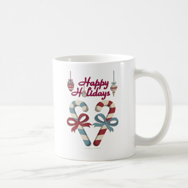 Happy Holidays Candy Cane Heart Coffee Mug (Right)