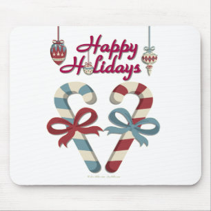 Happy Holidays Candy Cane Heart Mouse Pad