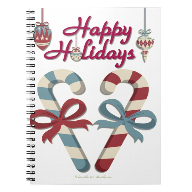 Happy Holidays Candy Cane Heart Notebook (Front)