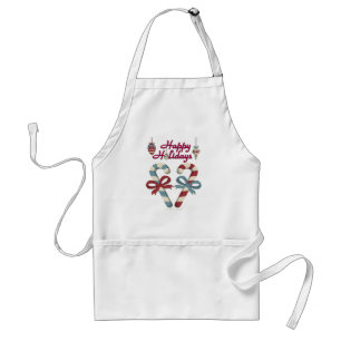Happy Holidays Candy Cane Heart Standard Apron
