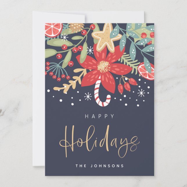 Happy Holidays Candy Cane | Holiday Photo Card (Front)