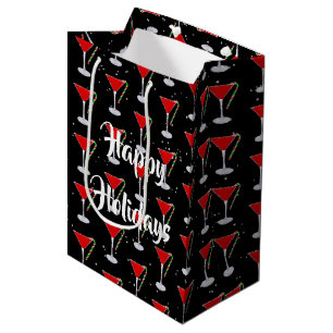 Happy Holidays Candy Cane Martini  Medium Gift Bag