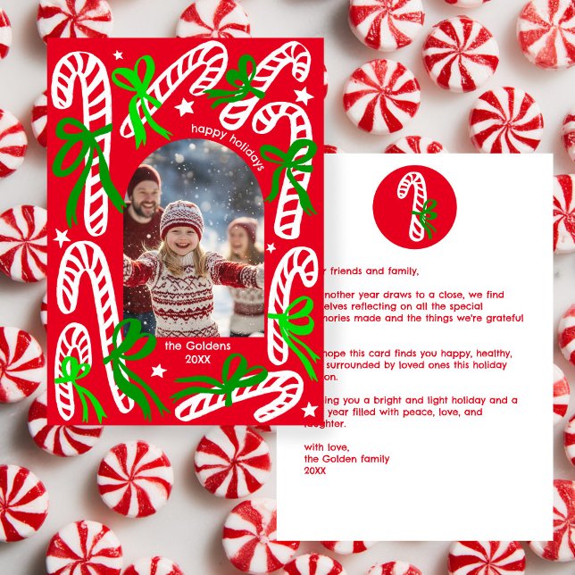 Happy Holidays Candycanes CUSTOM PHOTO Christmas Holiday Card (Happy Holidays Candycanes CUSTOM Arch PHOTO Christmas Holiday Card
)
