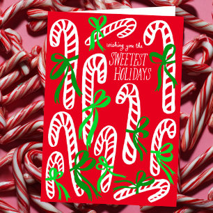 Happy Holidays Candycanes Sweet Cute Christmas Card