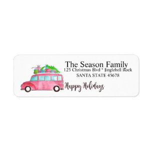 Happy Holidays Car and Christmas gifts Return Address Label