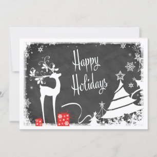 Happy Holidays Card Faux Chalkboard, Deer