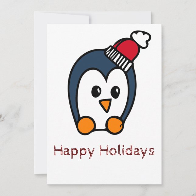 Happy Holidays Card Penguin (Front)