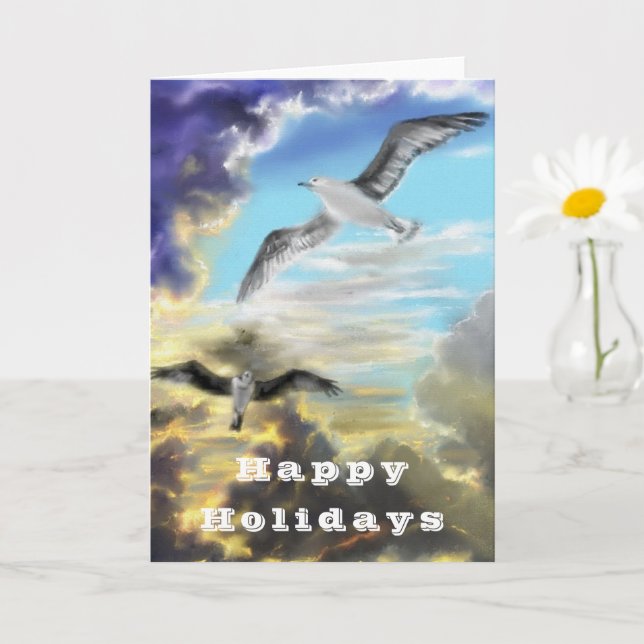Happy Holidays Card with Flying Birds (Small Plant)