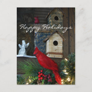 Happy Holidays Cardinal Postcard- customise Holiday Postcard