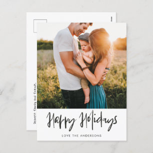 Happy Holidays Casual Hand Writing Photo Postcard