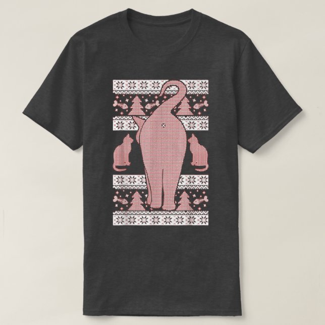Happy Holidays Cat Butt Graphic Novelty Sarcastic  T-Shirt (Design Front)
