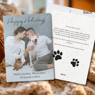 Happy Holidays Cat Mum Dog Dad Elegant Pet Photo Holiday Card