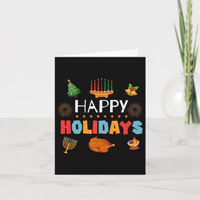 Happy Holidays Celebration Diwali Kwanzaa Hanukkah Card (Front)