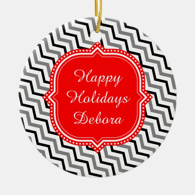 Happy Holidays Ceramic Ornament (Front)