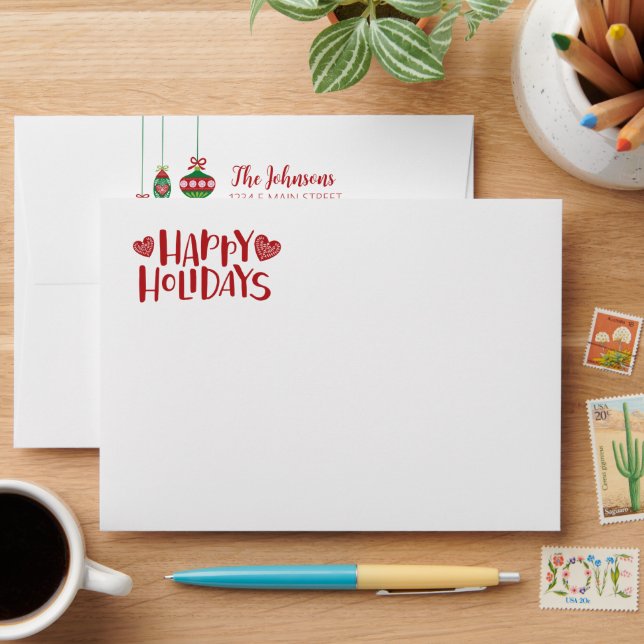 Happy Holidays Cheerful Christmas Holiday Envelope (Desk)