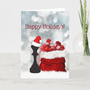 Happy Holidays Chess Winter Santa Claus Holiday Card