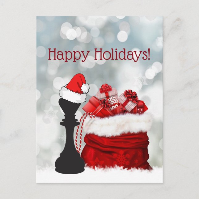 Happy Holidays Chess Winter Santa Claus Holiday Postcard (Front)