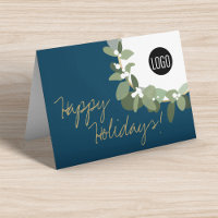 Happy Holidays Chic Wreath Logo Company Christmas