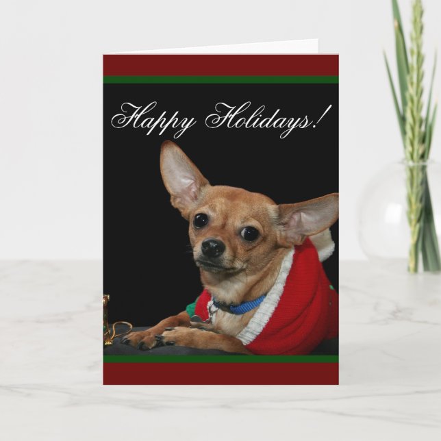 Happy Holidays Chihuahua Holiday Card (Front)