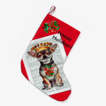 HAPPY HOLIDAYS CHIHUAHUA XMAS STOCKING!