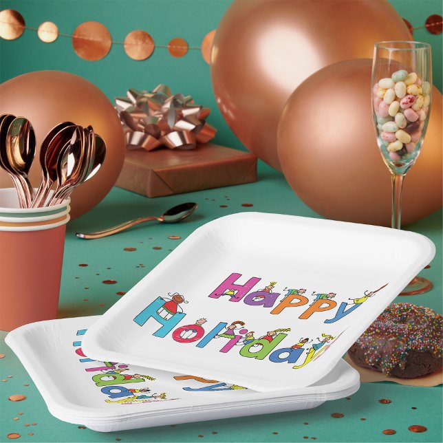 Happy Holidays Children Paper Plate (Creator Uploaded)