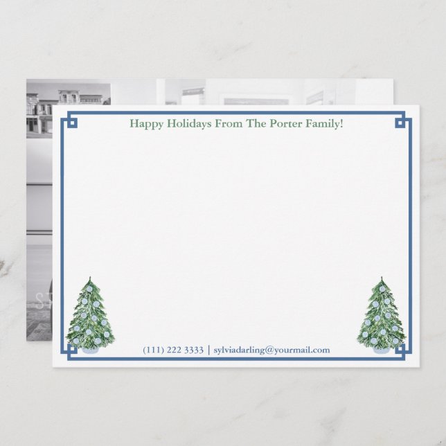 Happy Holidays Chinoiserie Chic Picture On Reverse Holiday Card (Front/Back)