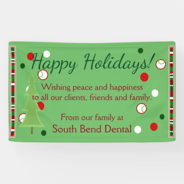 Happy Holidays Christmas Bars & Dots Banner (Horizontal)