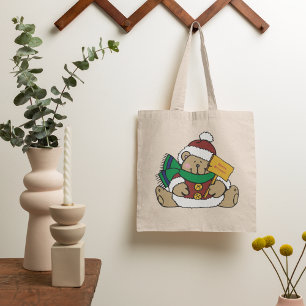 Happy Holidays Christmas Bear Tote Bag