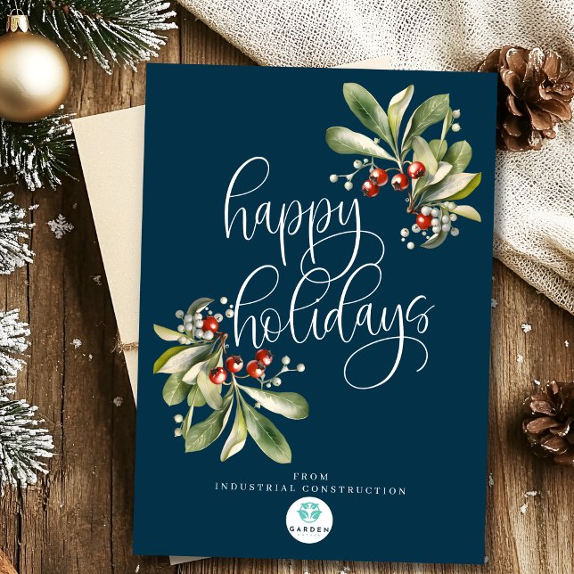 Happy holidays Christmas card with company logo (Creator Uploaded)
