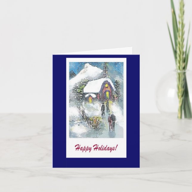 Happy Holidays Christmas church note card (Front)
