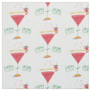 happy holidays christmas cocktail fabric