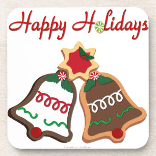 Happy Holidays Christmas Cookie Bells Coaster
