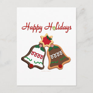 Happy Holidays Christmas Cookie Bells Holiday Postcard