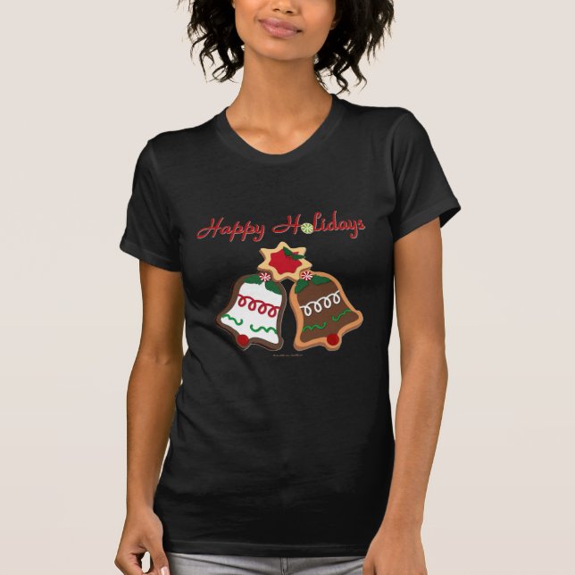 Happy Holidays Christmas Cookie Bells T-Shirt (Front)