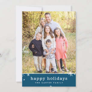 HAPPY HOLIDAYS christmas cute festive sparkle blue Holiday Card