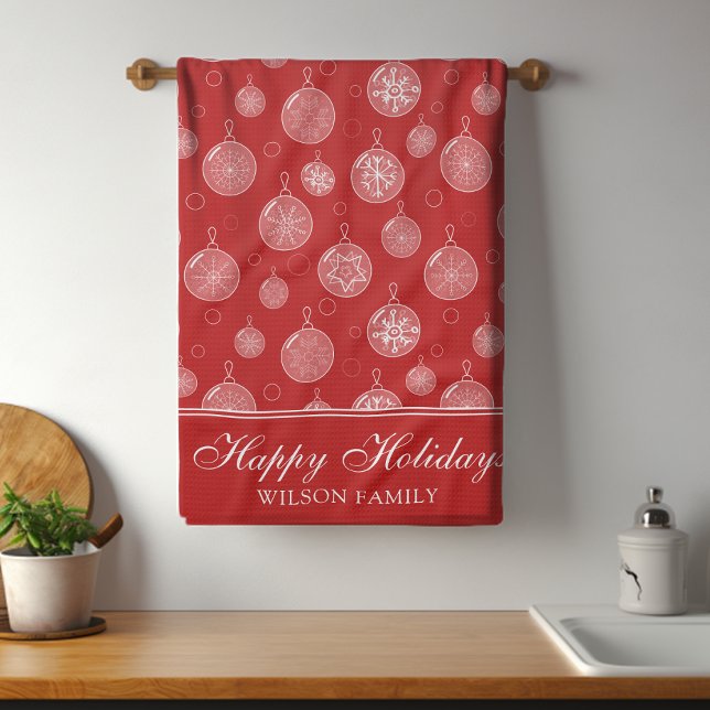 Happy Holidays Christmas Decorations Personalised Tea Towel (Creator Uploaded)