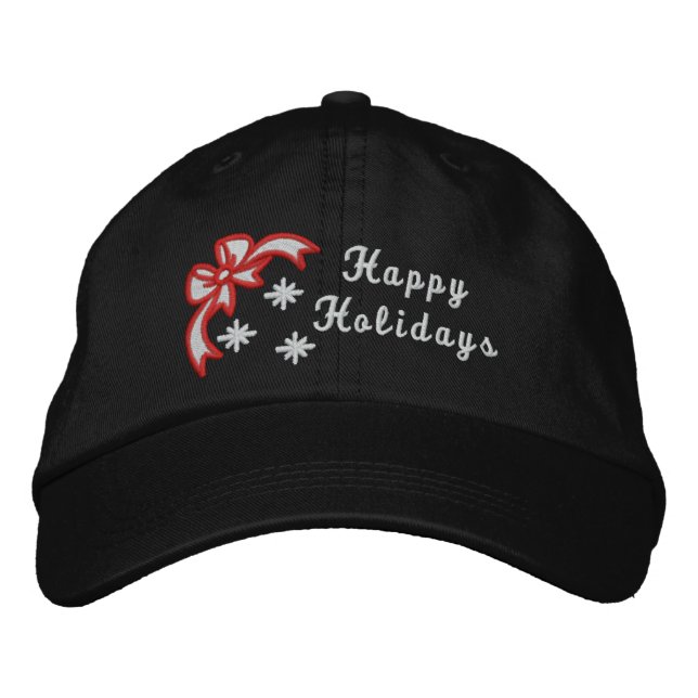 Happy Holidays christmas embroidered women's hat (Front)