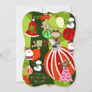 Happy Holidays Christmas Flat Greeting Card